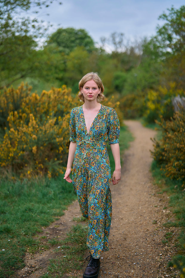 Persephone Starflower Blue Maxi Dress