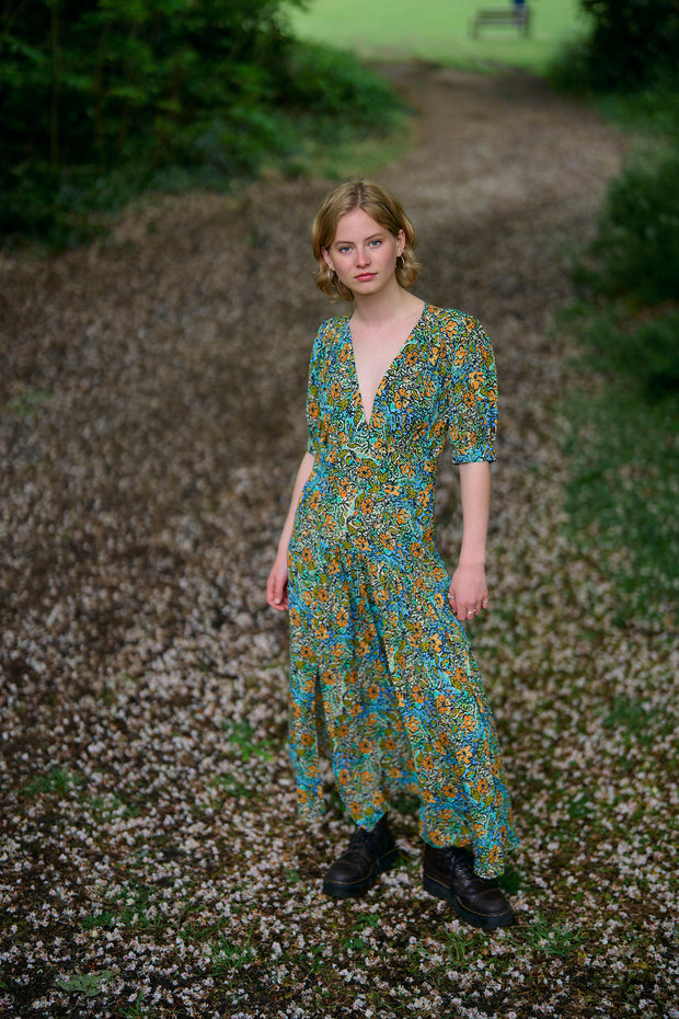 Persephone Starflower Blue Maxi Dress