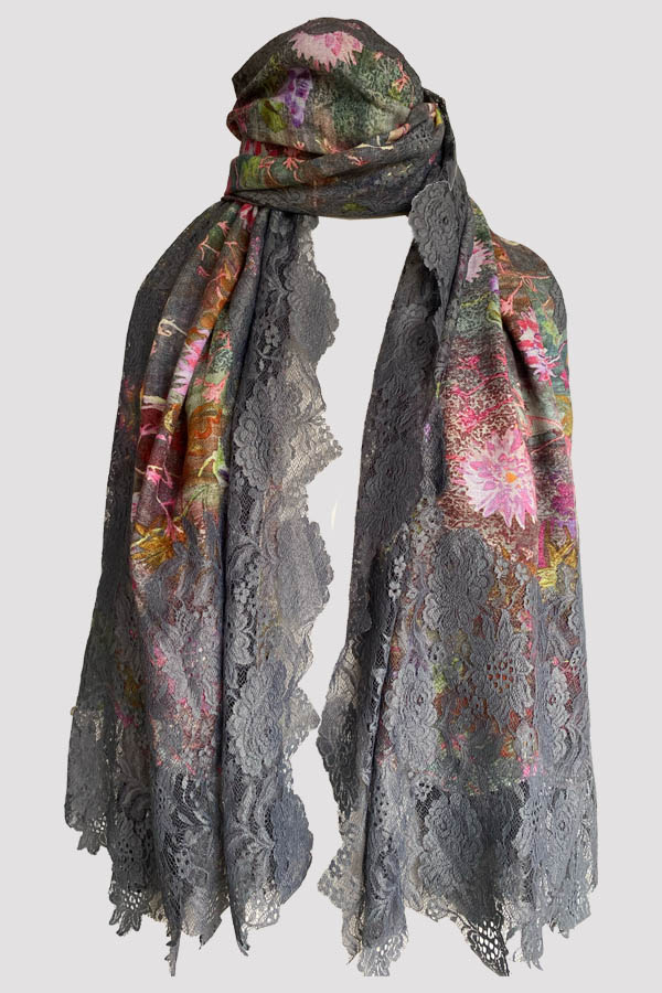 Tapestry Wool Silk Lace Scarf