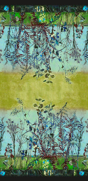 Wild Twigs Blue Green Wool Silk Scarf