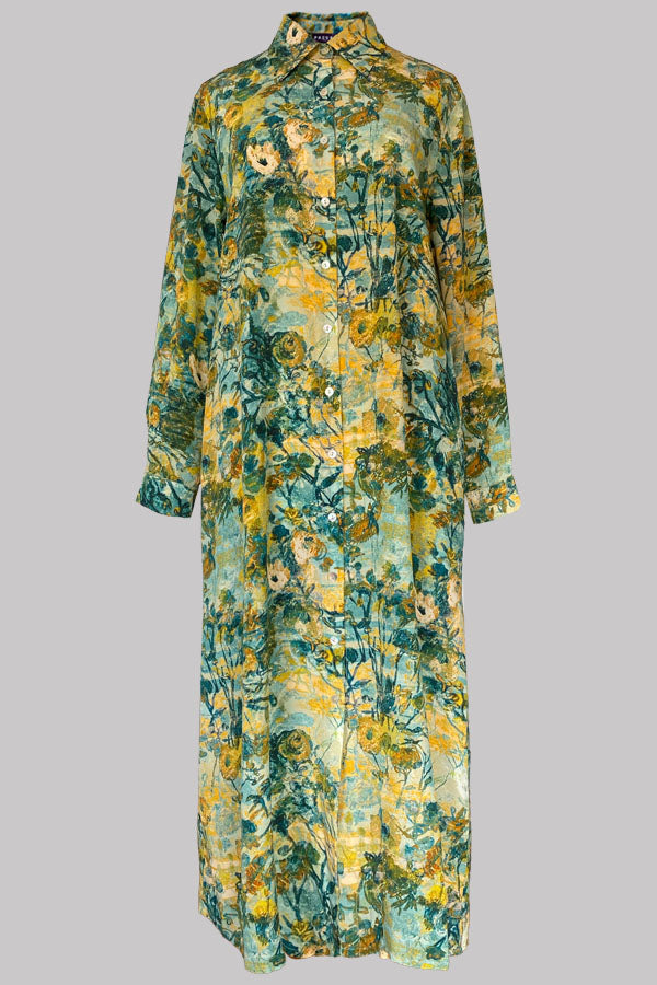 Eudora Wild Garden Silk Crepe de Chine Maxi Dress