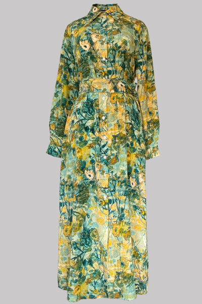 Eudora Wild Garden Silk Crepe de Chine Maxi Dress