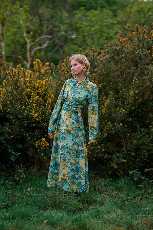 Eudora Wild Garden Silk Crepe de Chine Maxi Dress