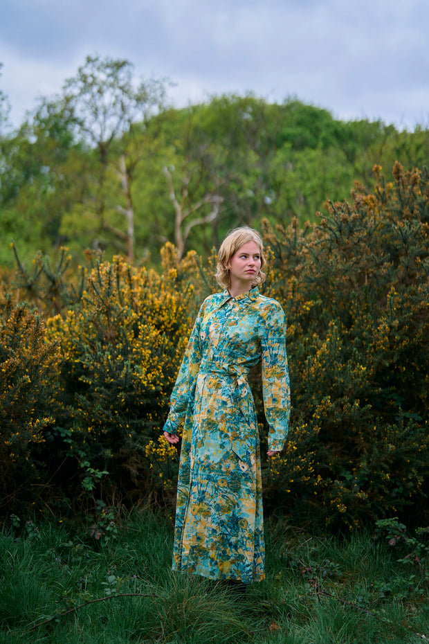 Eudora Wild Garden Silk Crepe de Chine Maxi Dress