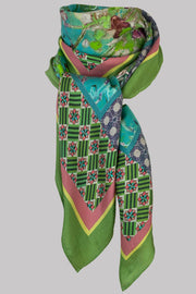 Wild Garden Silk Twill Square Scarf