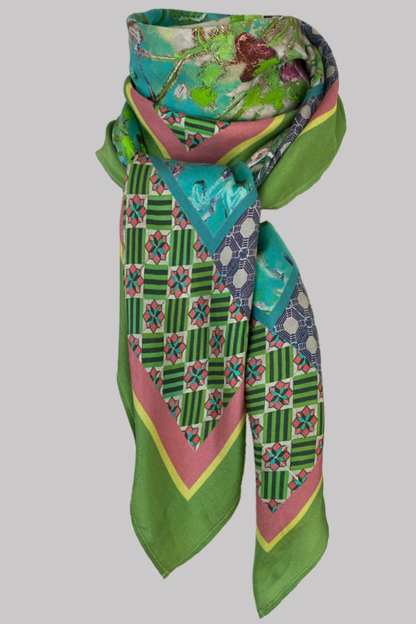 Wild Garden Silk Twill Square Scarf