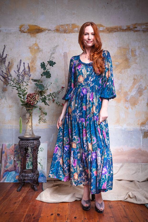 Juno Briar Rose Silk Crepe de Chine Maxi Dress