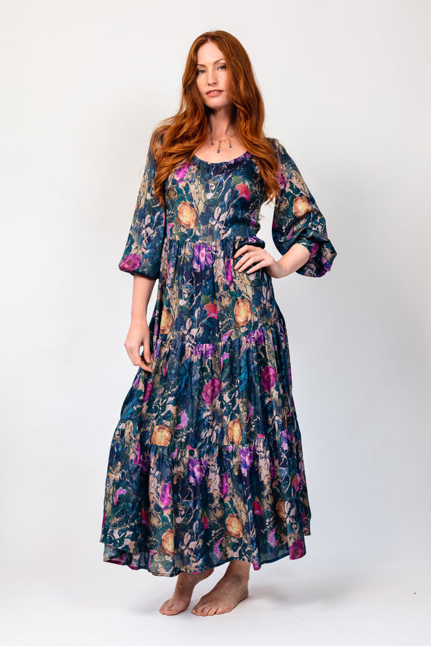 Juno Briar Rose Silk Crepe de Chine Maxi Dress