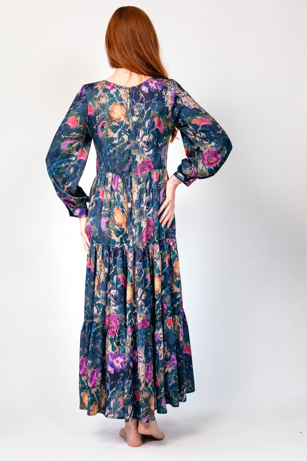 Juno Briar Rose Silk Crepe de Chine Maxi Dress