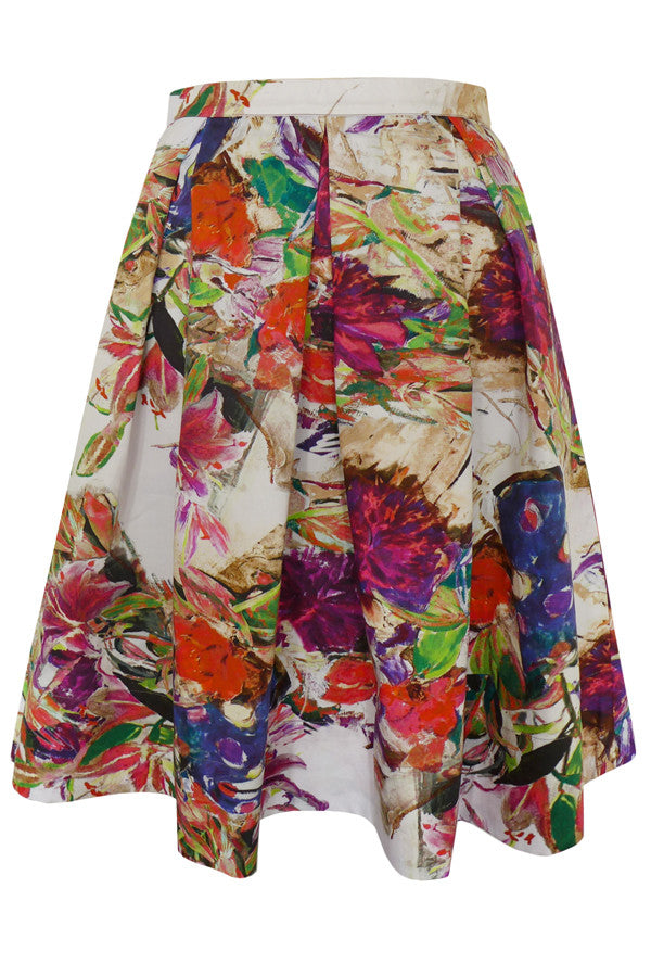 Pazuki | SS16 | Lilies in Vase | Cotton Pleated Skirt - Front