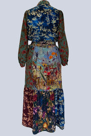 Maeve Orchard Patchwork Silk Crepe de Chine Maxi Dress