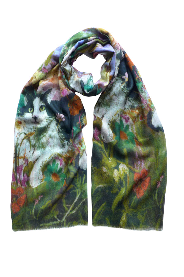 Maisie in the Garden Pastel Wool Cashmere Scarf