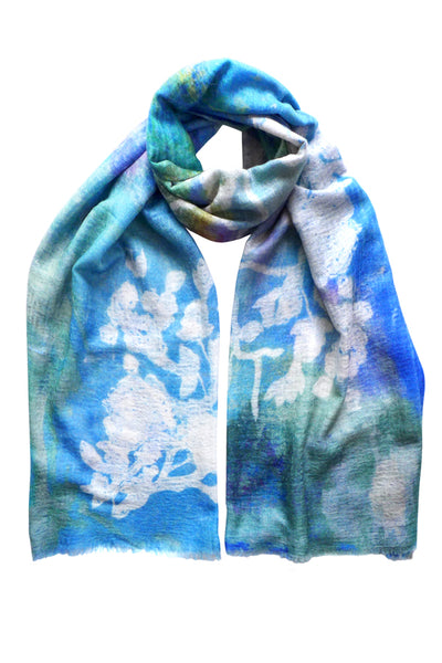 Palace Wall Blue Cashmere Scarf