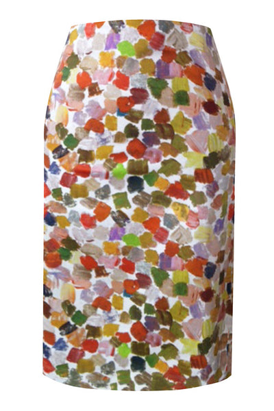 Pazuki | SS17 | Splash | Stretch Cotton Printed Pencil Skirt - Front