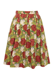 Pazuki | SS19 | Rose Stripe | Linen Cotton Pleated Skirt - FRONT