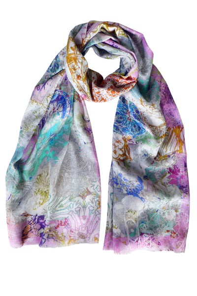 Pazuki | SS20 | Paisley Scribble Techno 100% Cotton Scarf