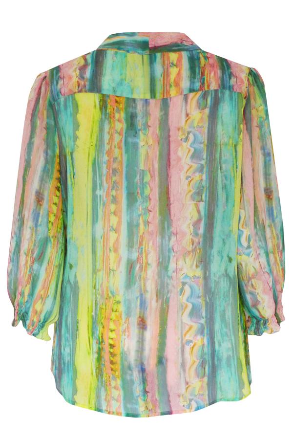 Pazuki | SS20 | Maia Monoprint Pastel Silk Georgette Pussy Bow Shirt