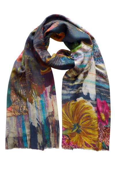 Pazuki | AW19 | Secret Garden Red Wool Silk Scarf