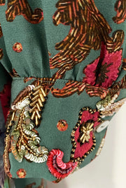 Maeve Orchard Patchwork Silk Crepe de Chine Maxi Dress