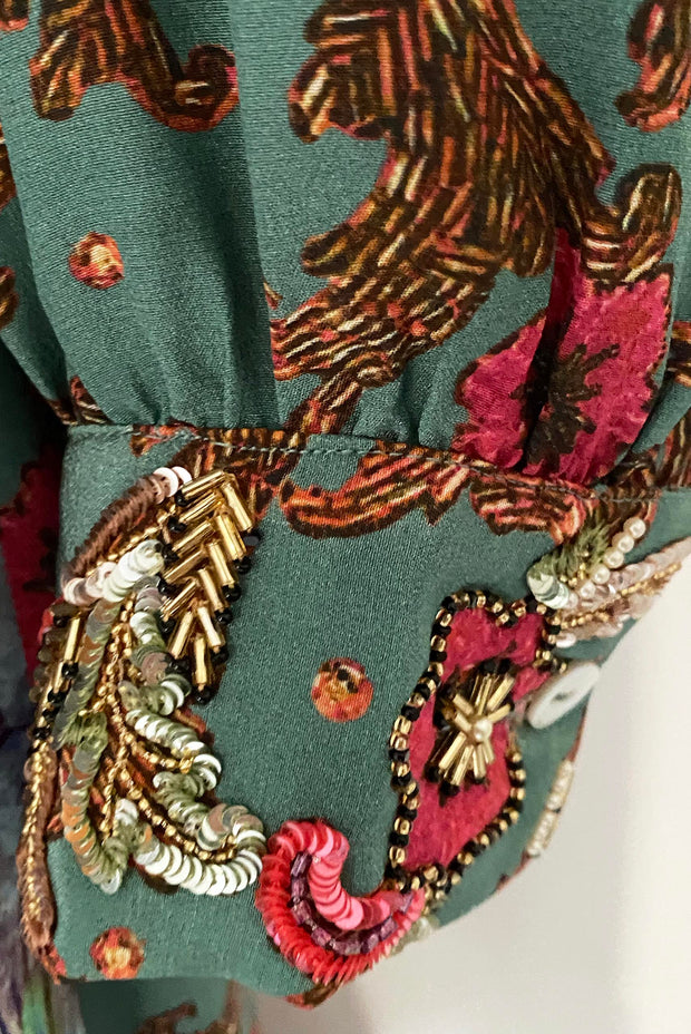 Maeve Orchard Patchwork Silk Crepe de Chine Maxi Dress