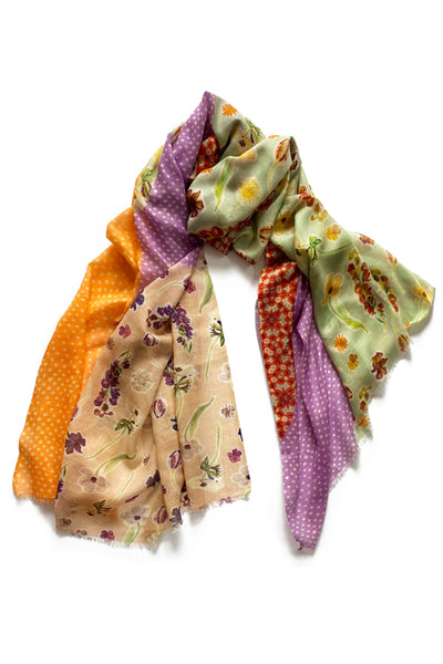 Floral multi coloured cotton designer printed scarf by Pazuki