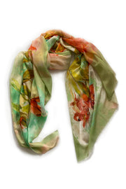 Orange cotton designer printed scarf by Pazuki